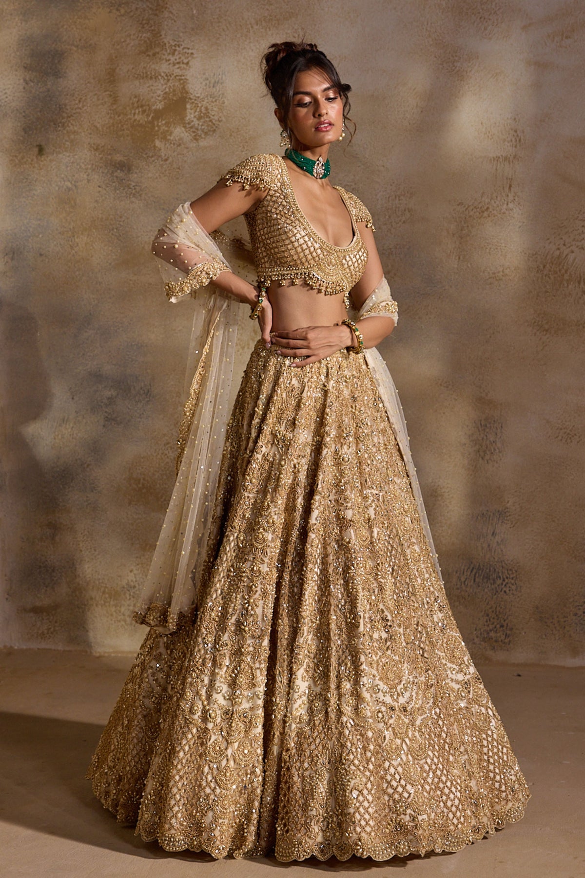 Gold Cutwork Lehenga Set