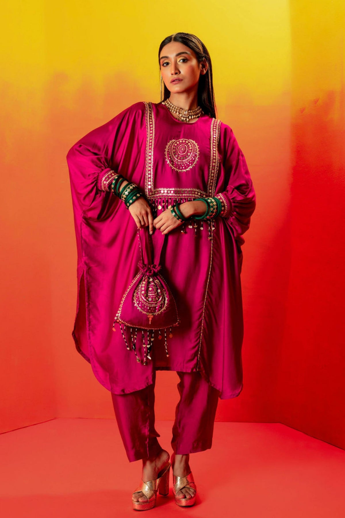 Tara Pink Kaftan Set