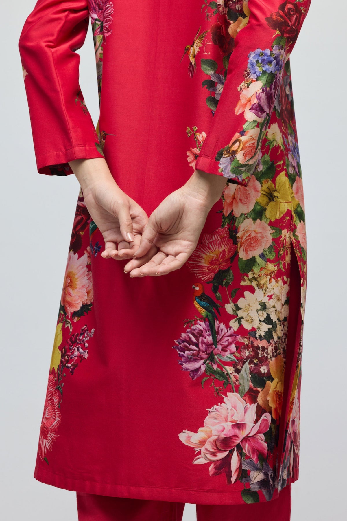 Red Floral Tunic Set