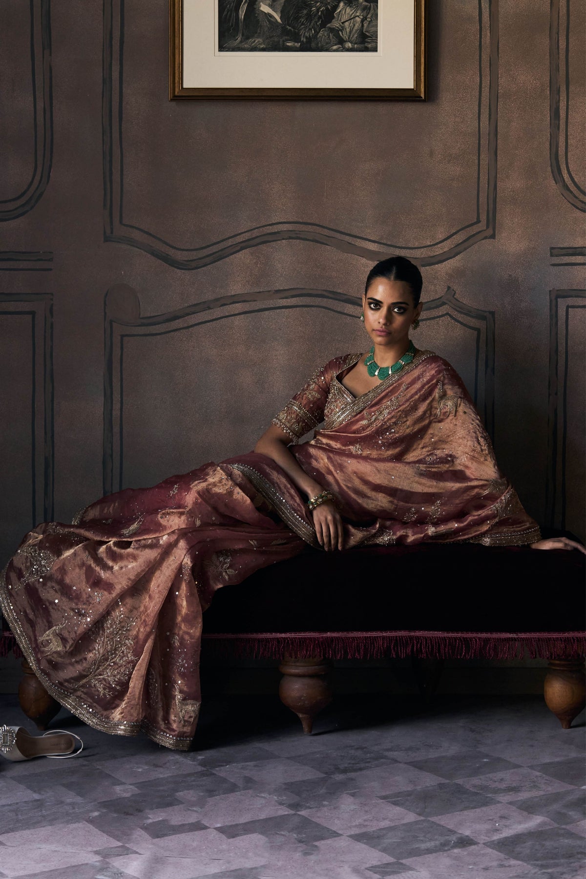 Masai Tangerine Tissue Saree Set