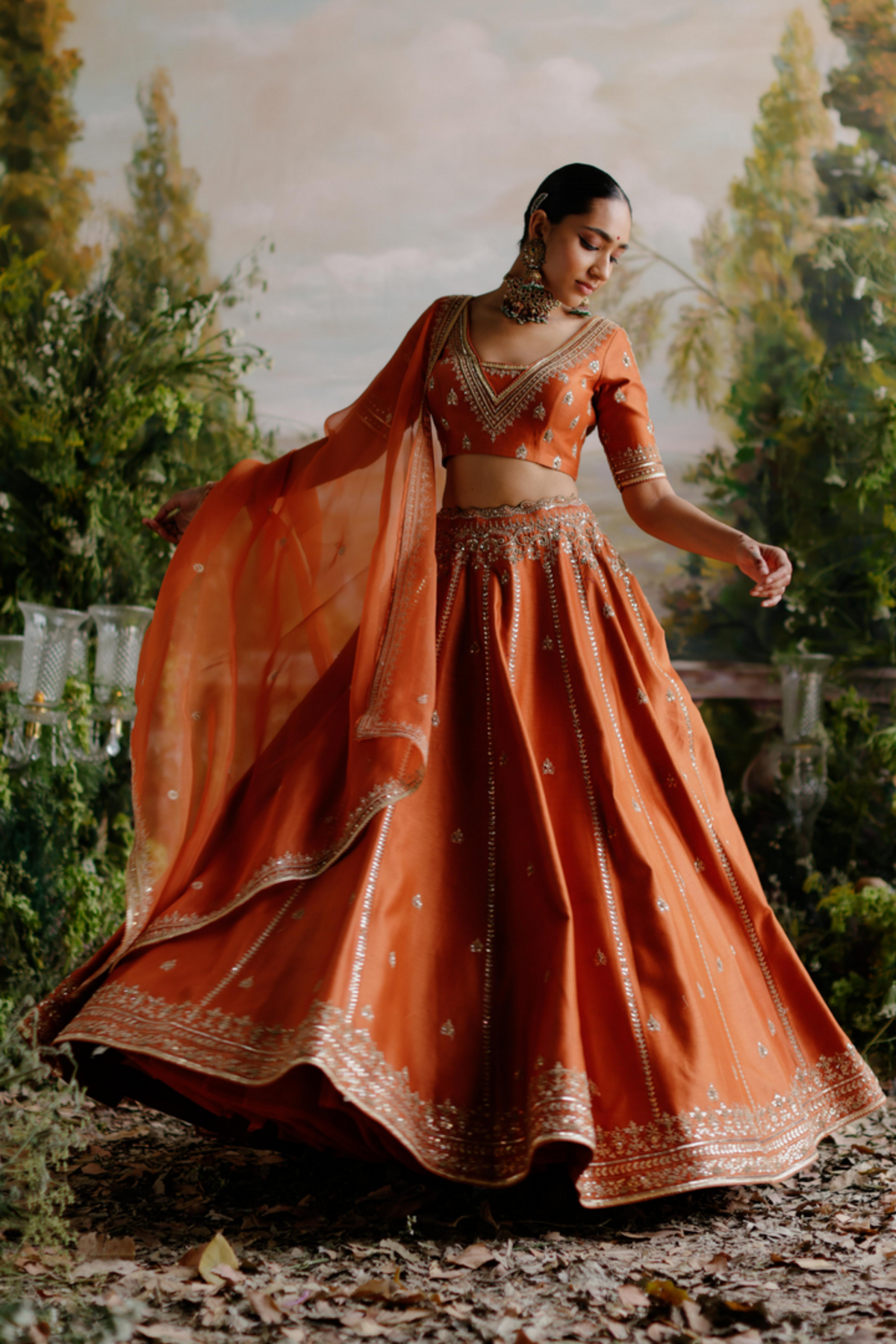 Rust Orange Lehenga Set