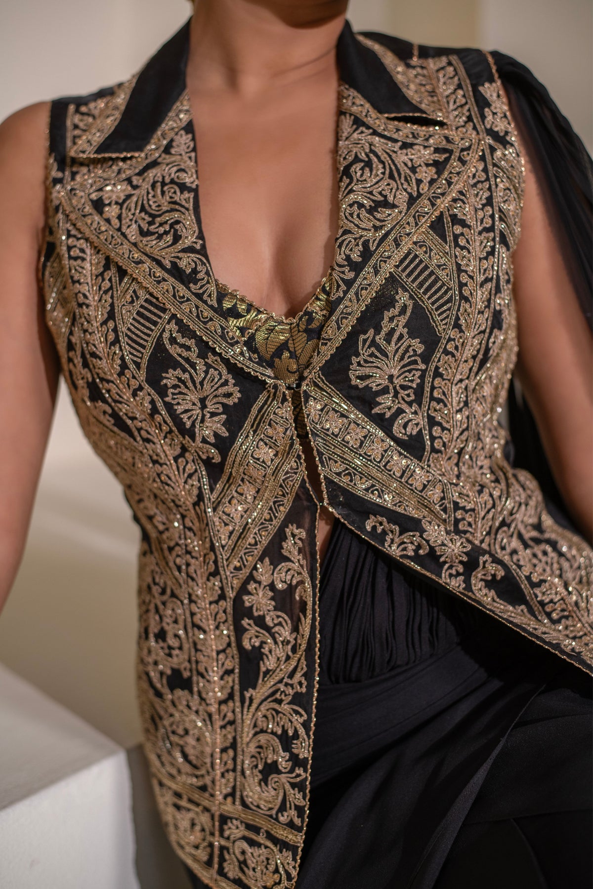 Black Jacket Saree