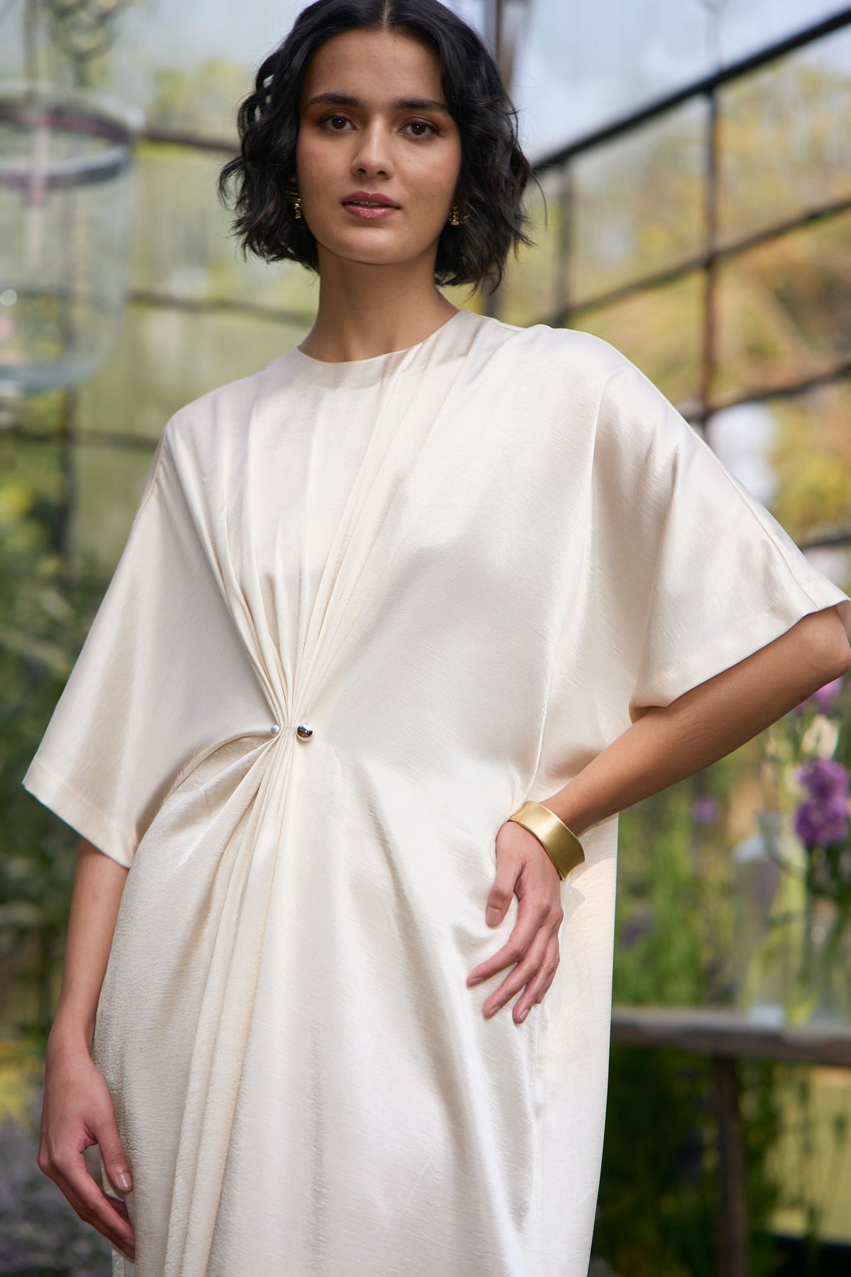 Draped & Pleated Kaftan Dress