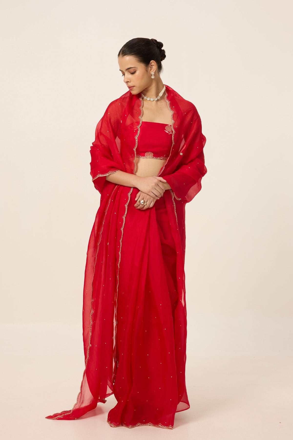 Ruby Red Organza Saree