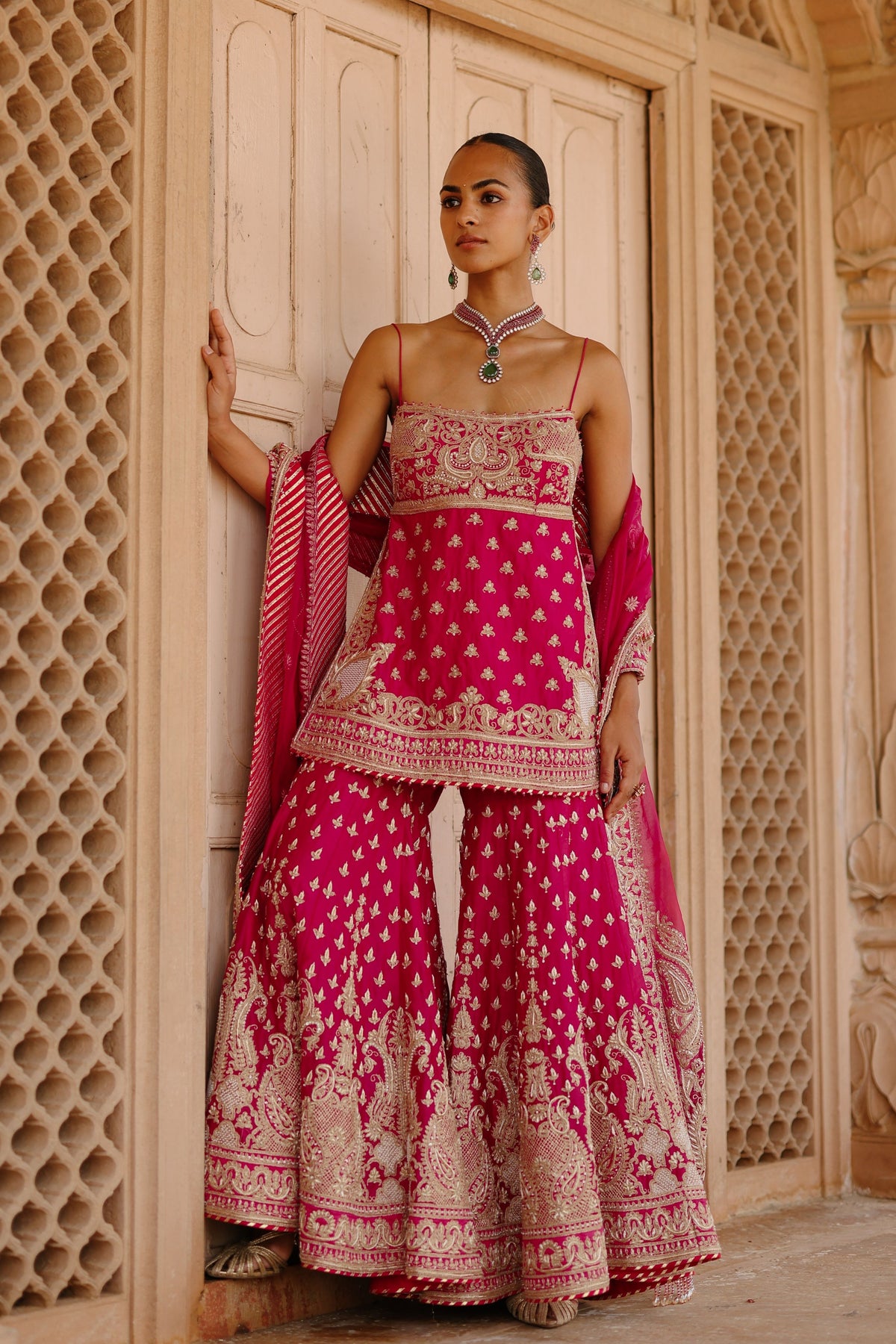 Nisbat Pink Sharara Set