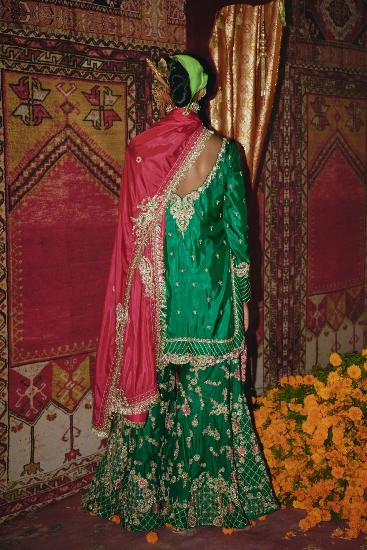 Green Sharara Set