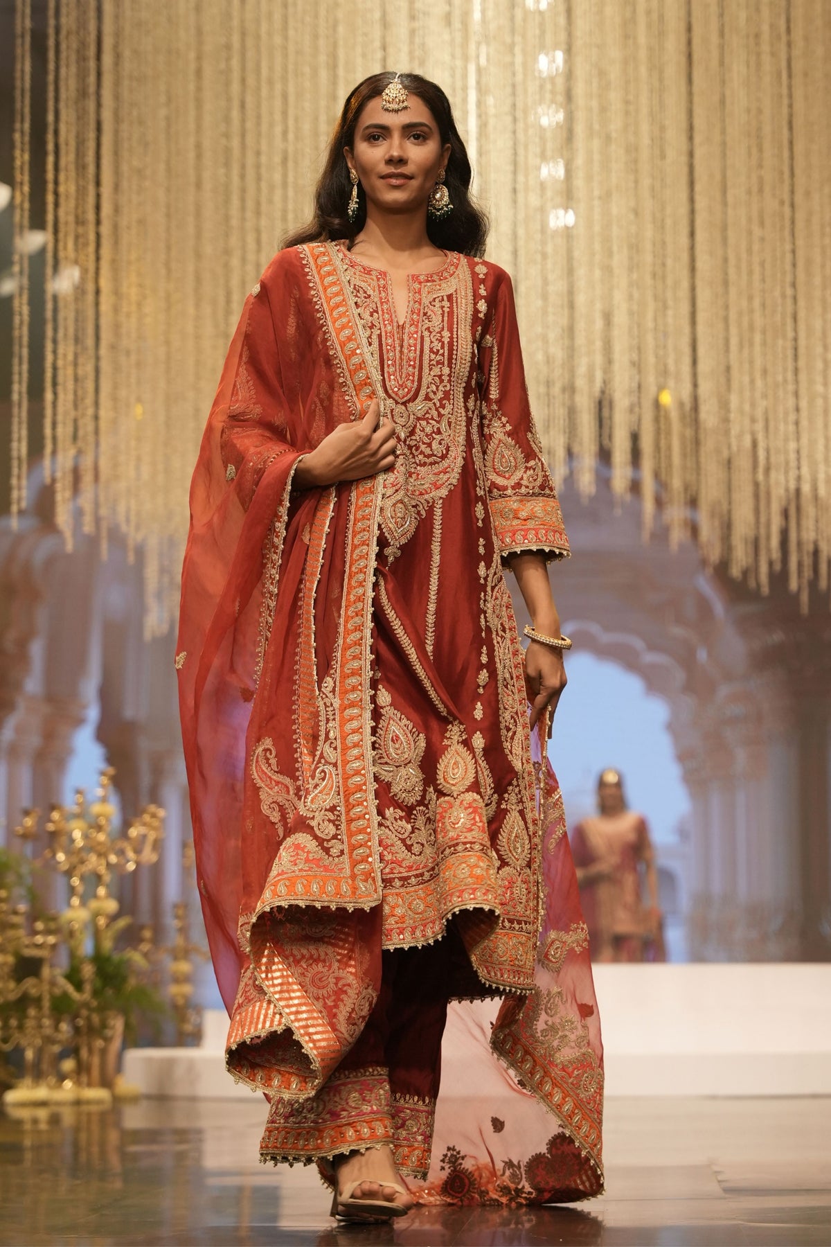 Deep Red A-line Kurta Set