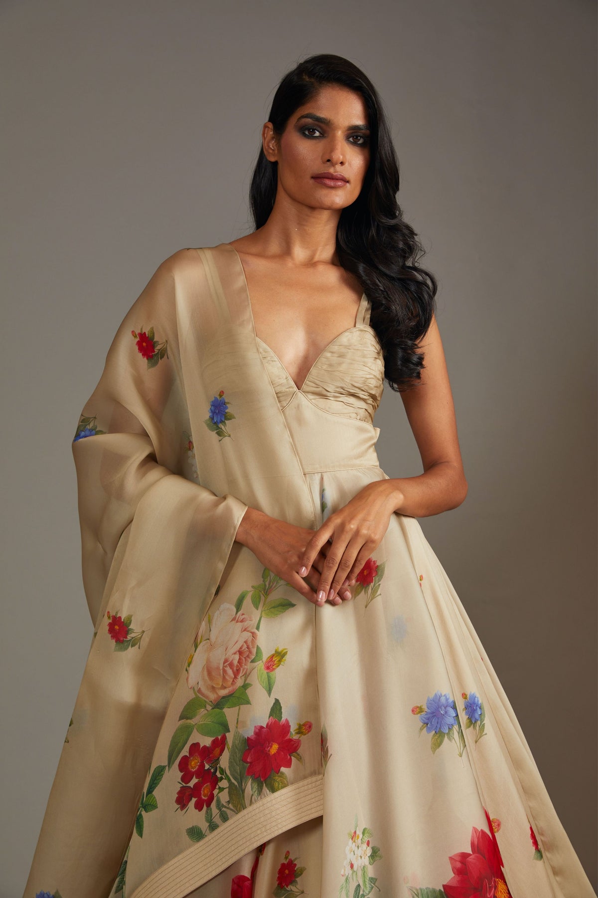 Light Pewter Chanderi Anarkali Set
