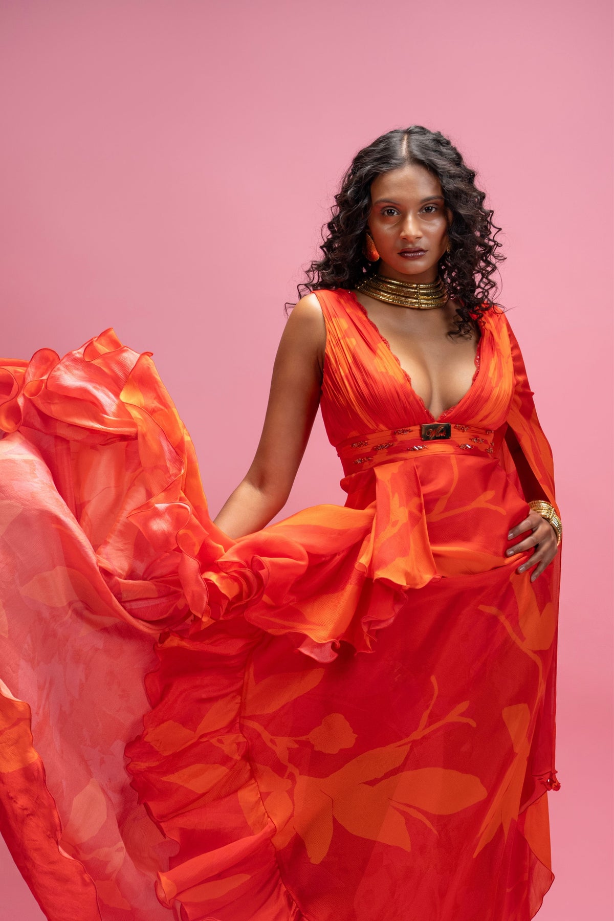 Red Draped Gown
