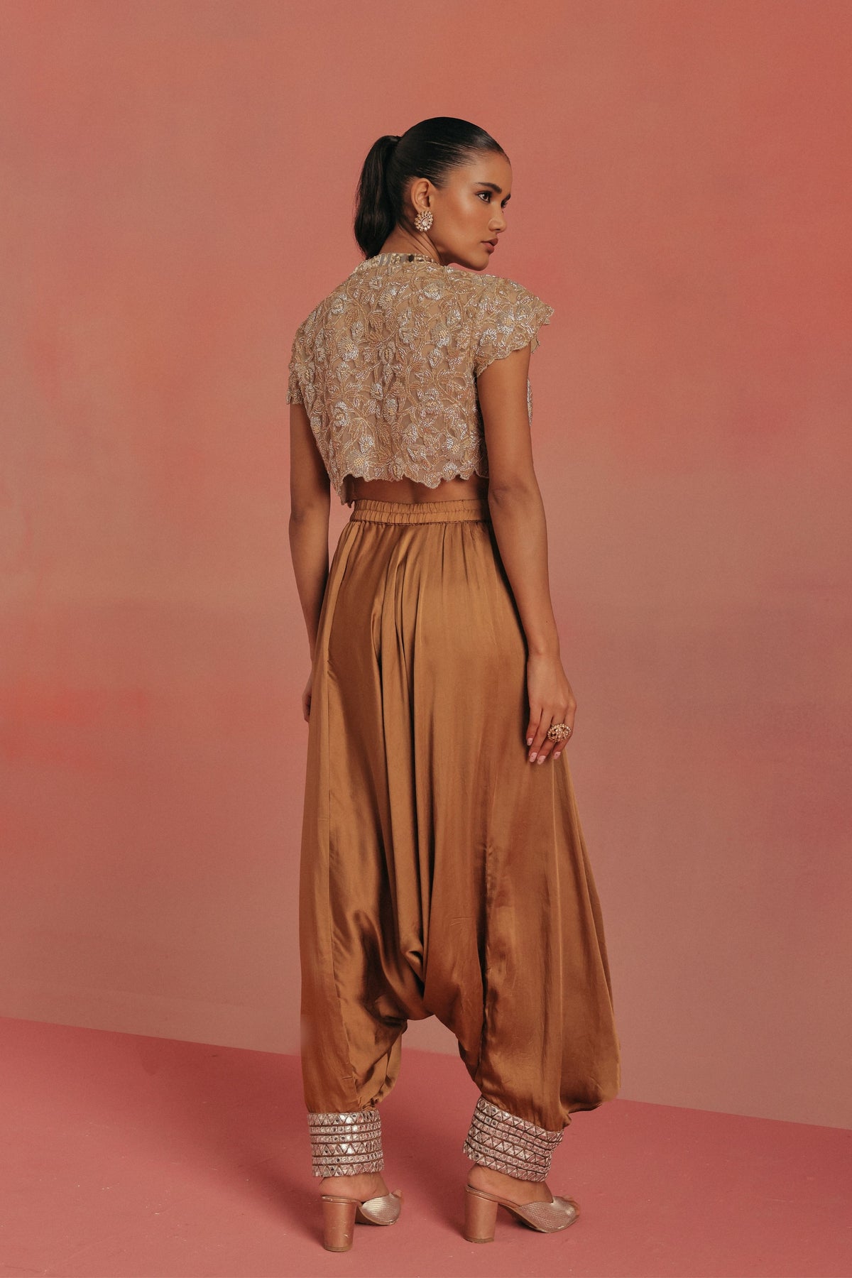 Natural Gold Crop Jacket Set