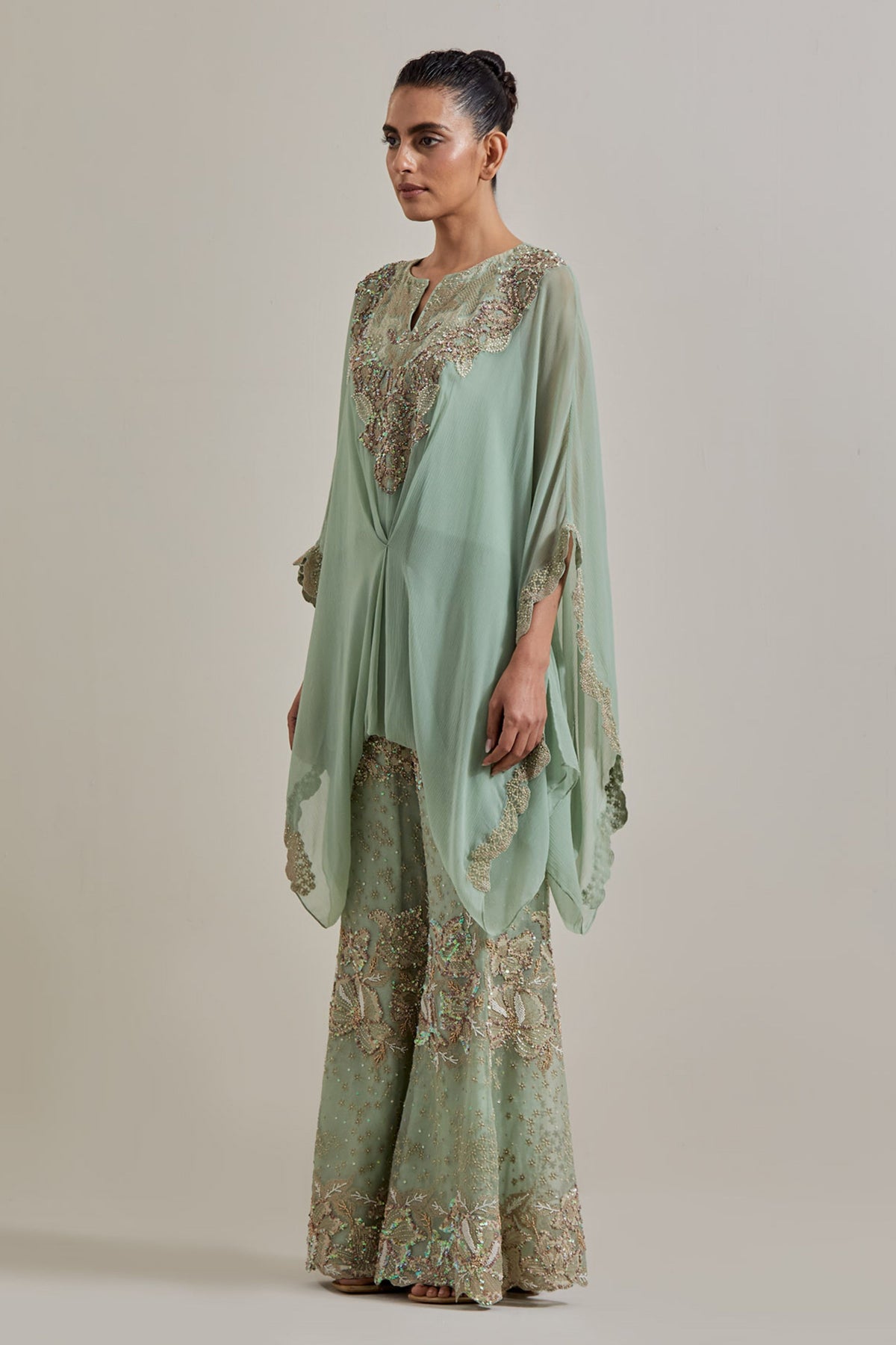 Sage Glimmer Kaftan Set