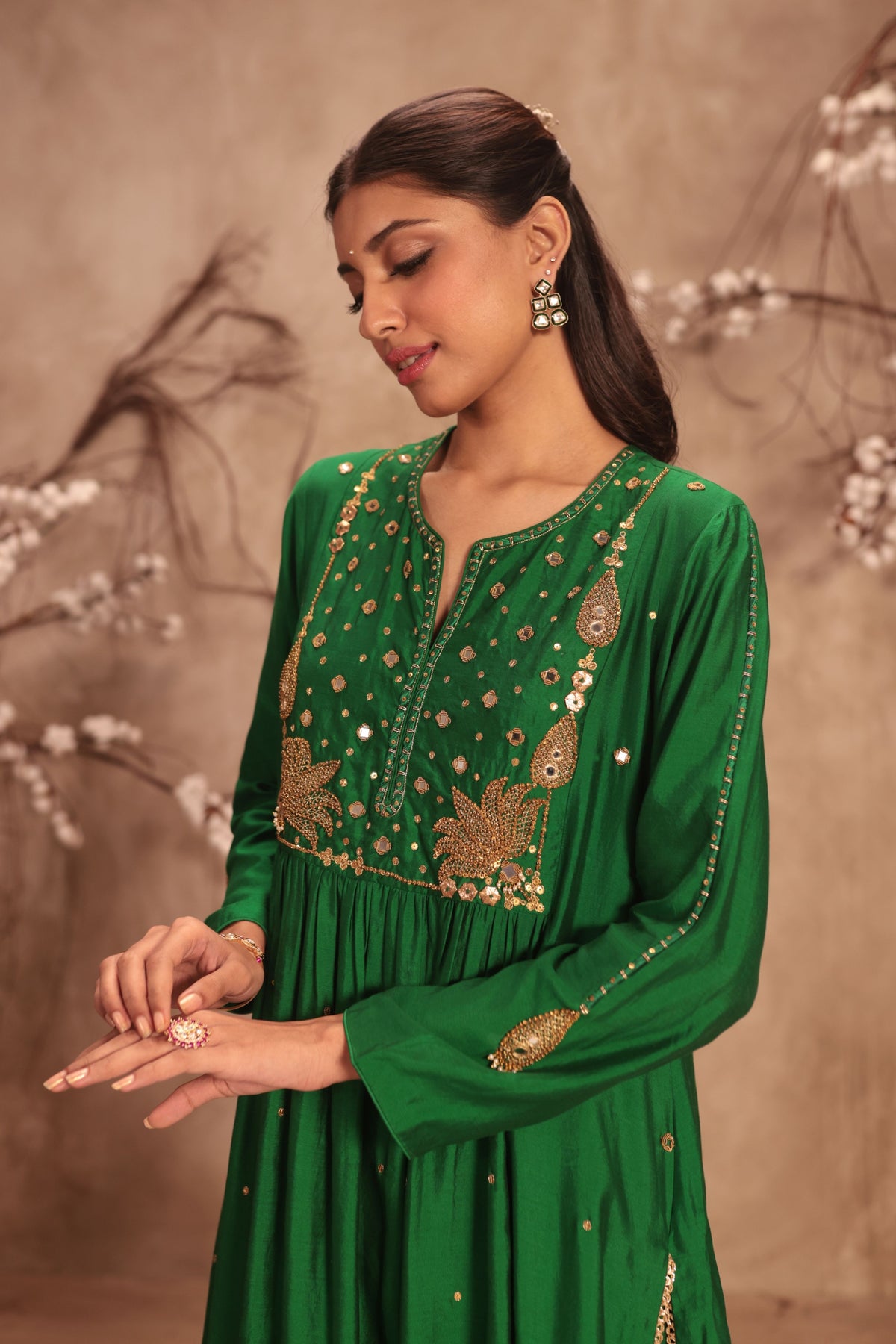 Green Frockstyle Kurta Set
