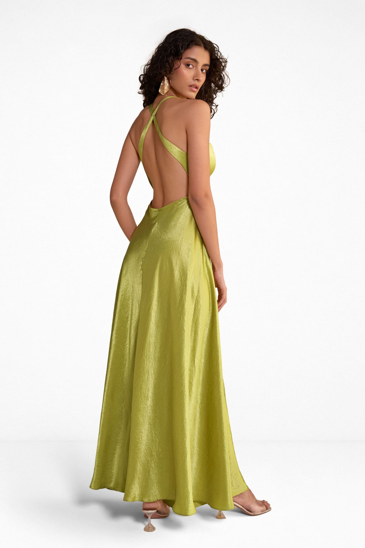 Lime Satin Gown