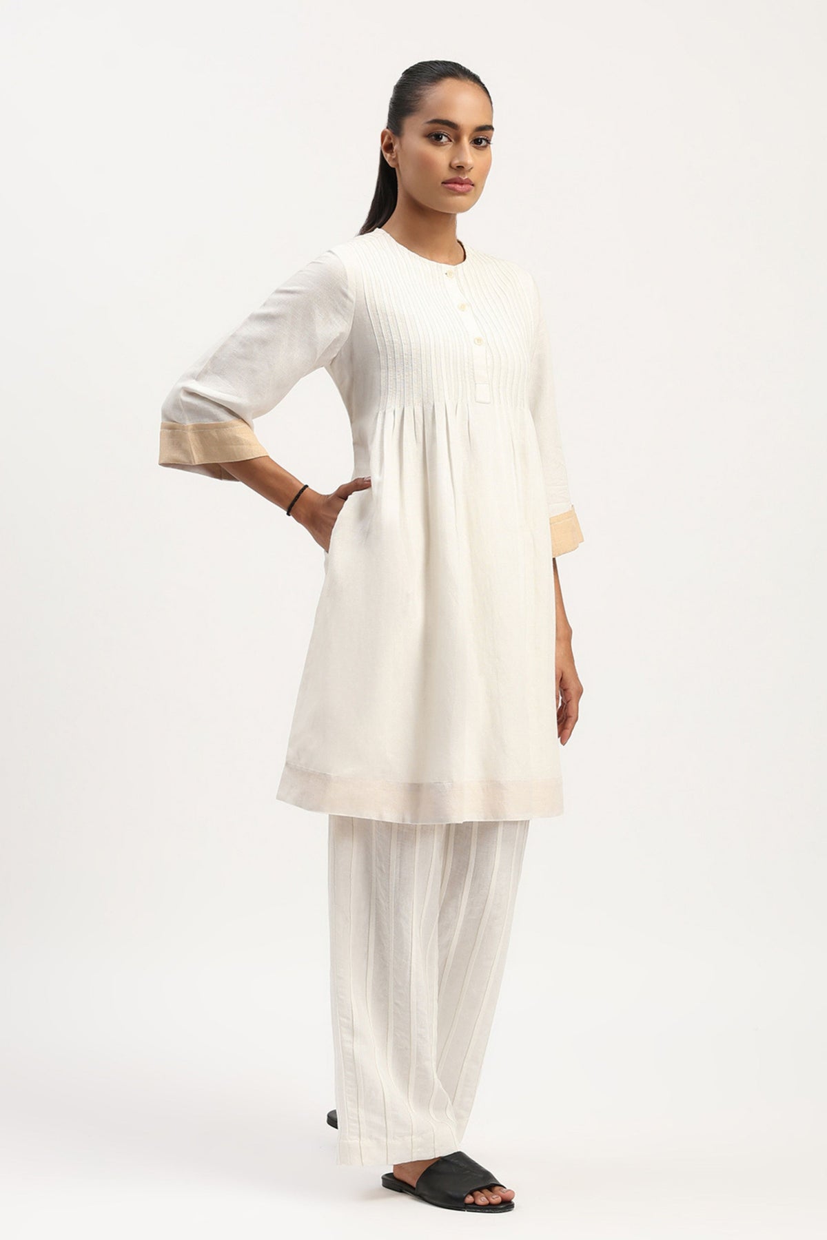 Pleated Linen Dress