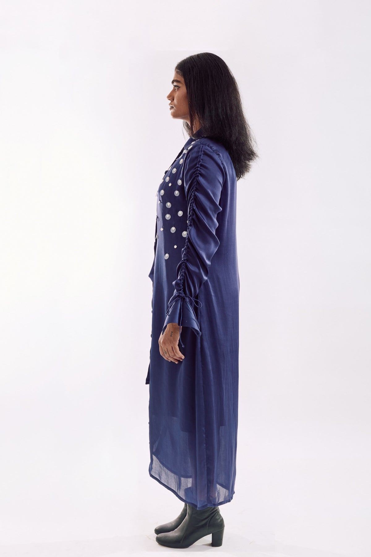 Indigo Drapped Sequin Dress