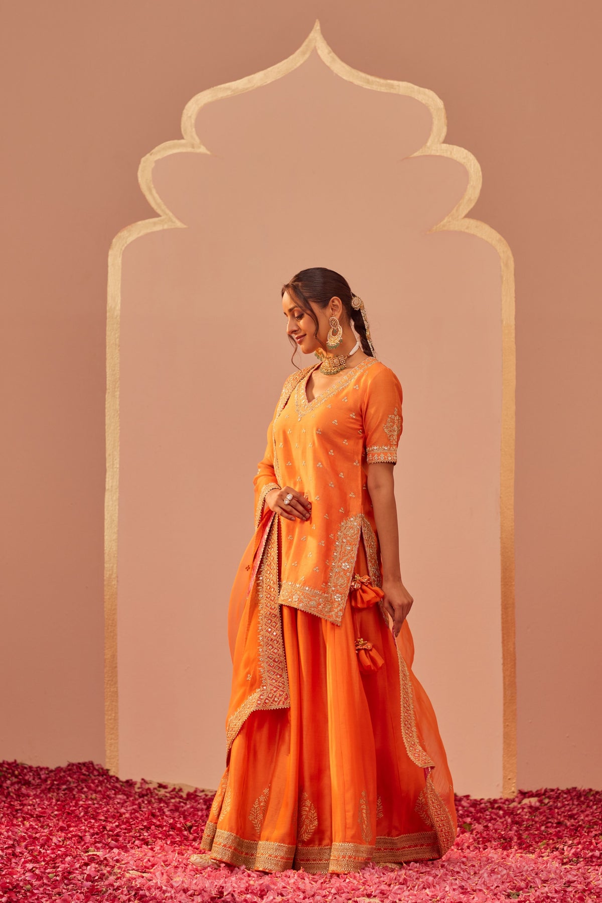 Faaiza Orange Lehenga Set
