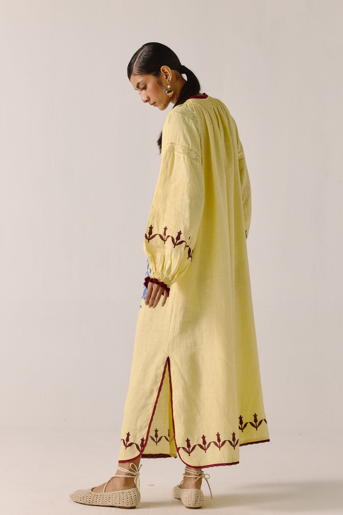 Butter Yellow Bird Applique Chloe Dress