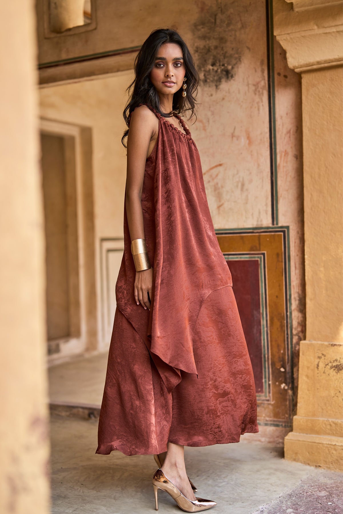 Beaded Neck Draped Set