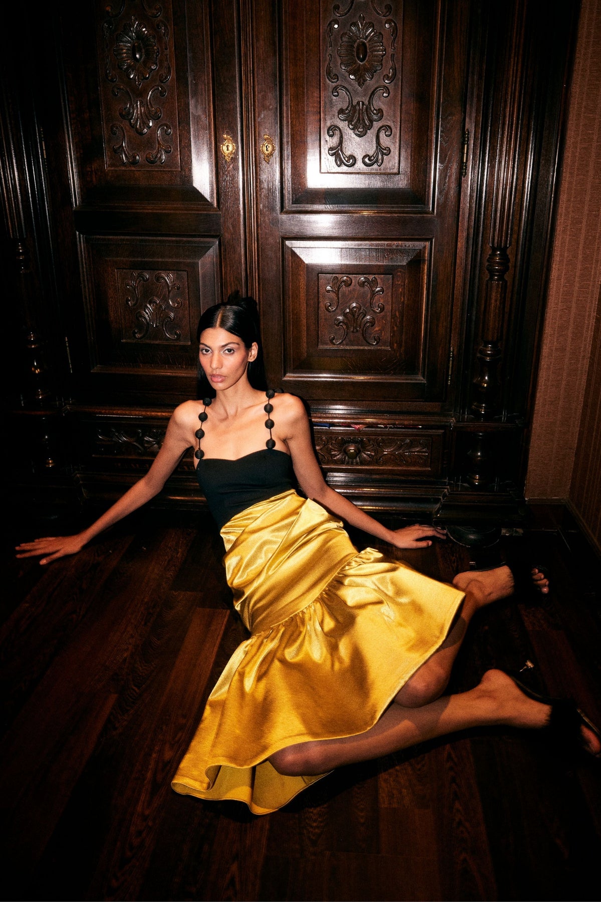 Yellow Satin Cocktail Dress