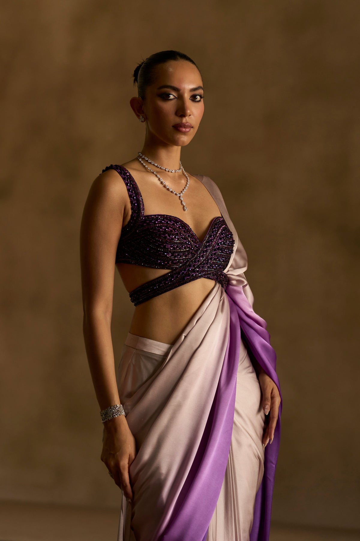 Orchid Draped Saree Set