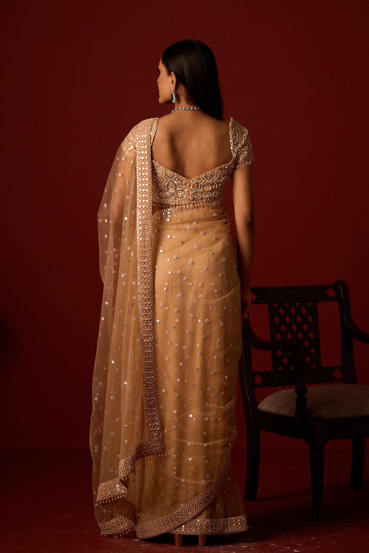Golden Embellished Saree