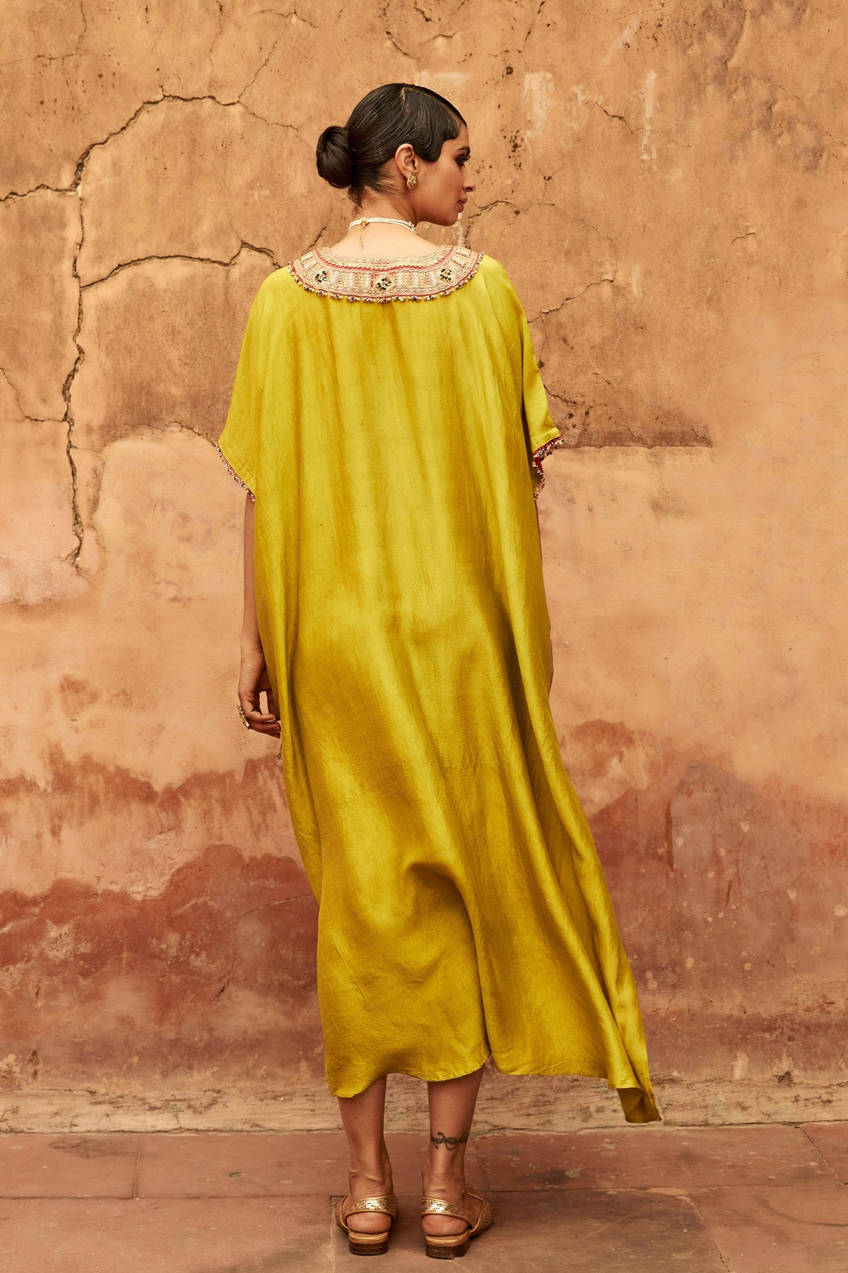 Long V Neck Kaftan Set