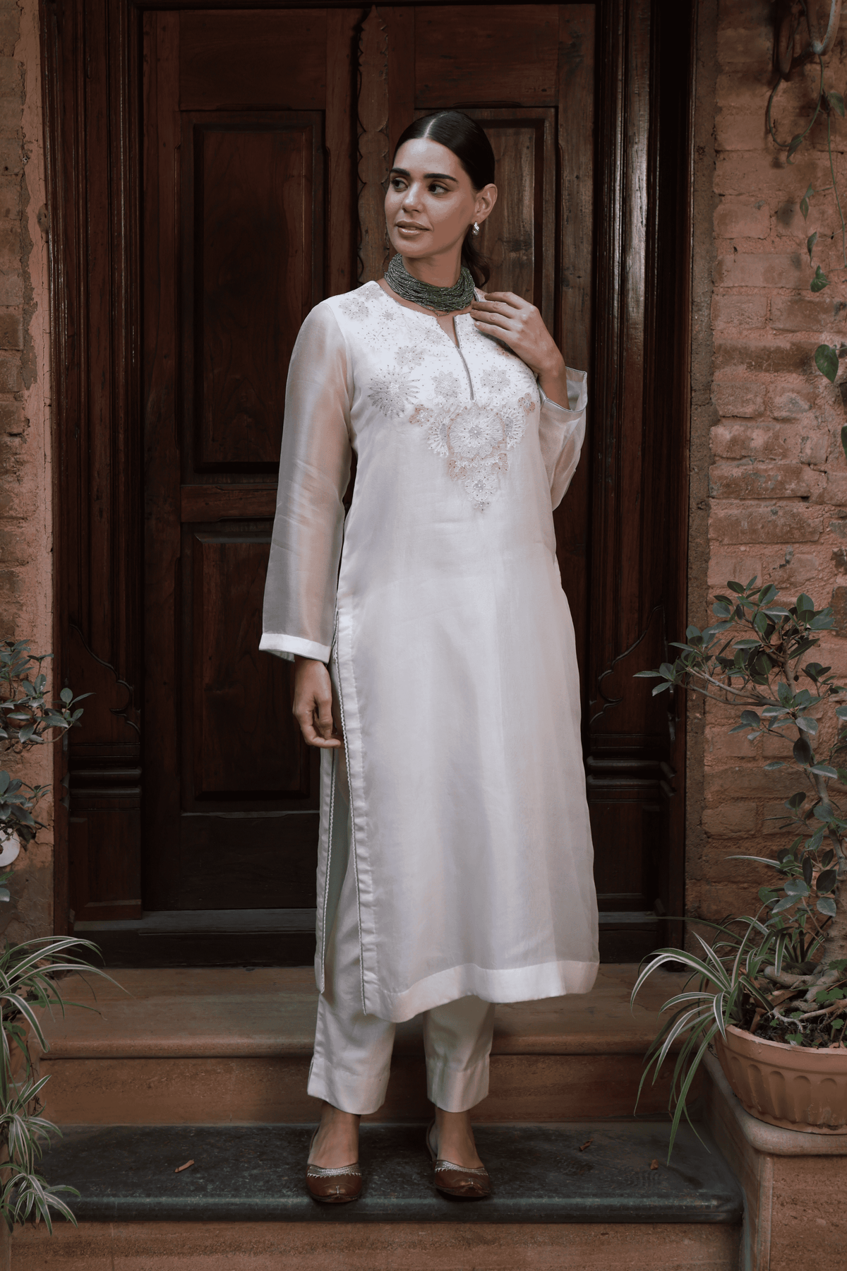 Ivory Applique Kurta And Pant