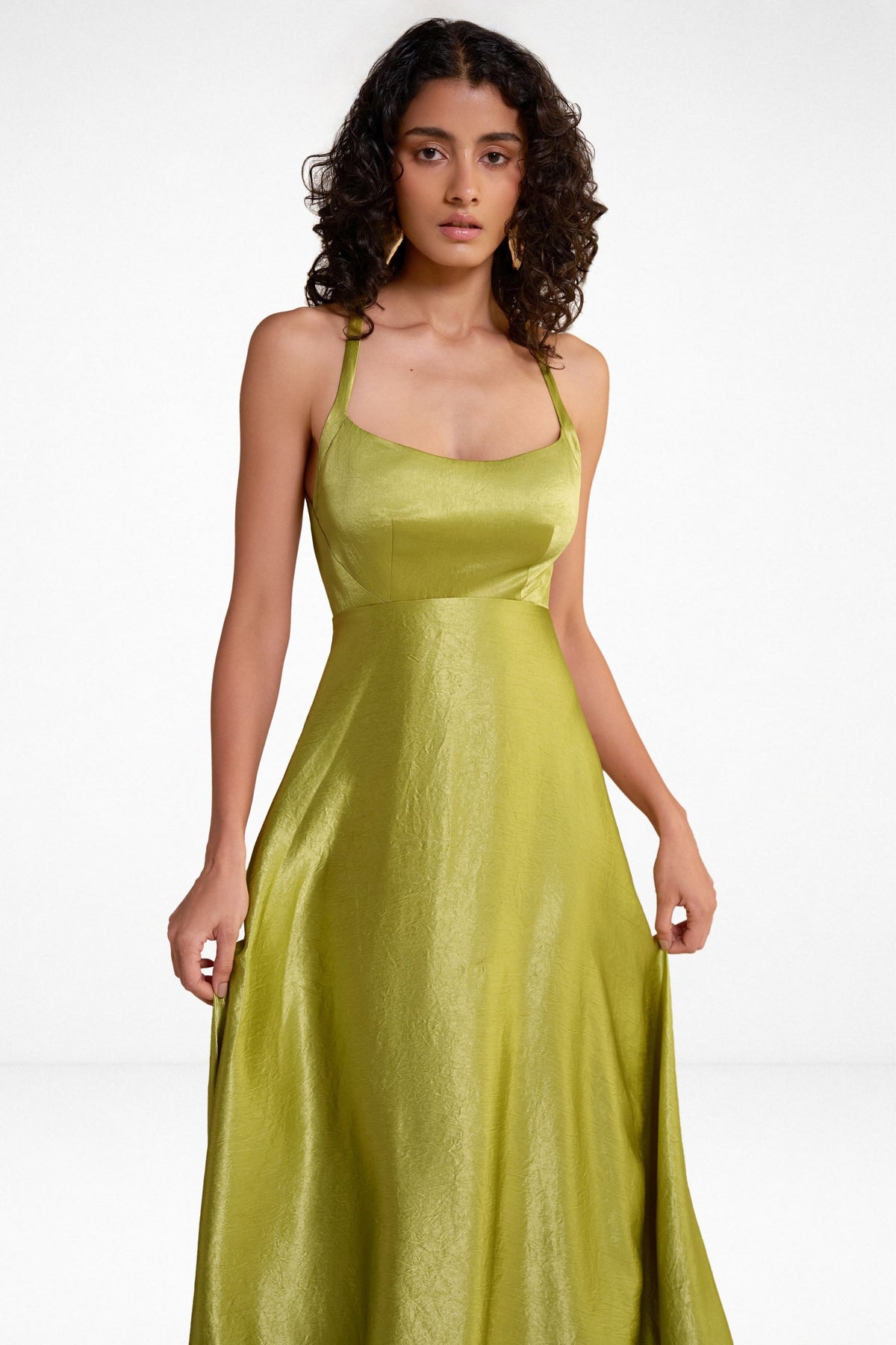 Lime Satin Gown
