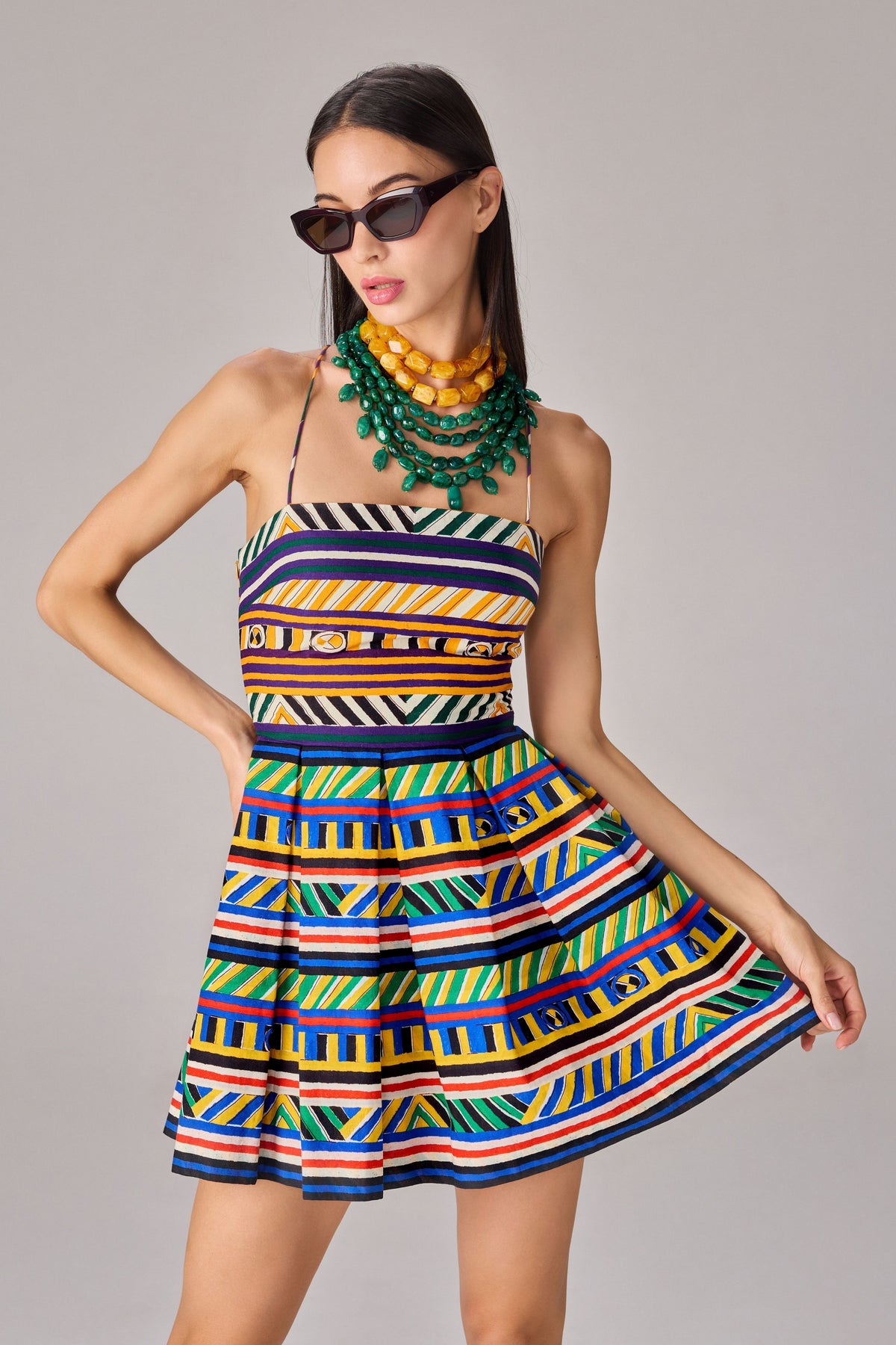 Green Yellow Stripe Fifi Dress