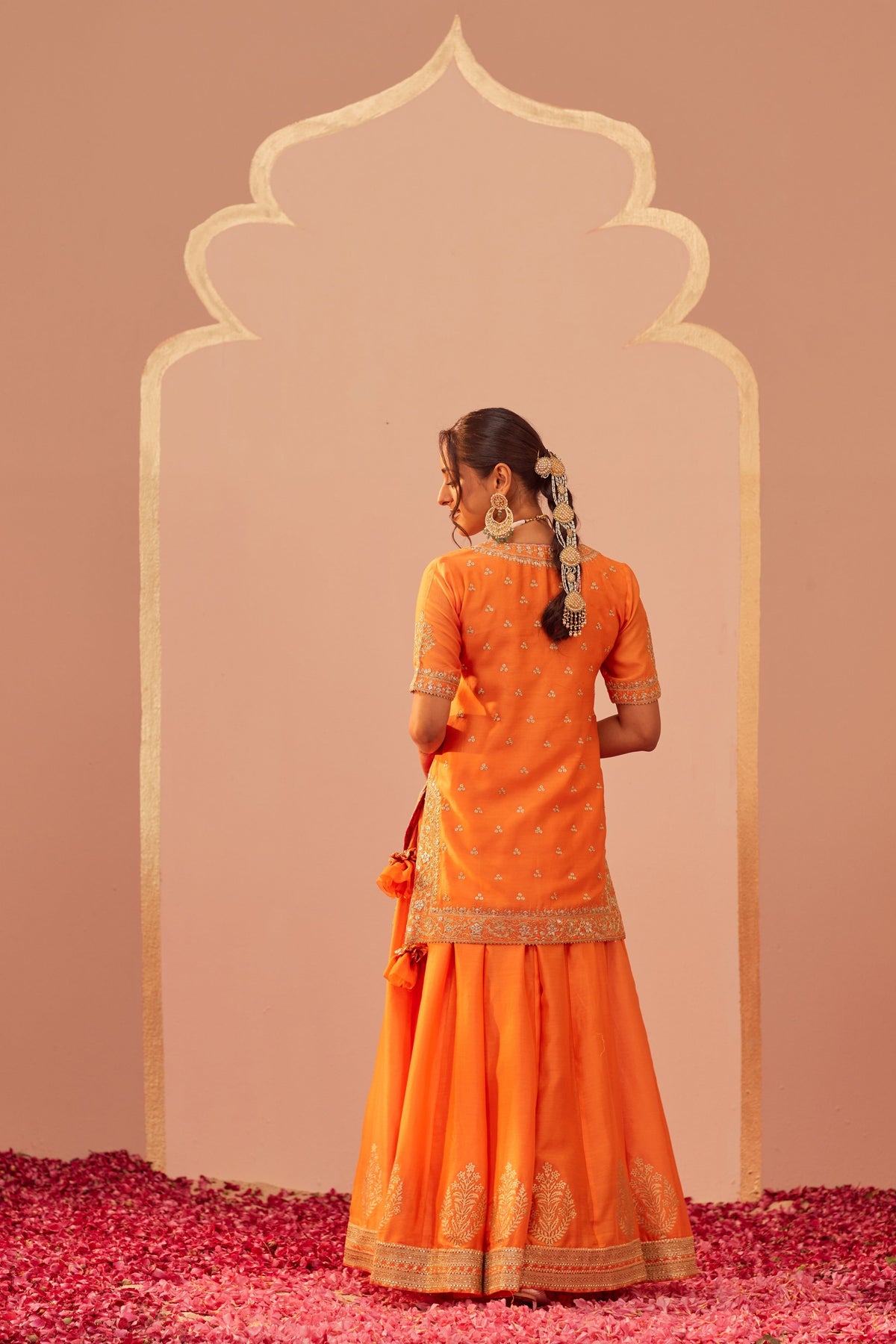 Faaiza Orange Lehenga Set
