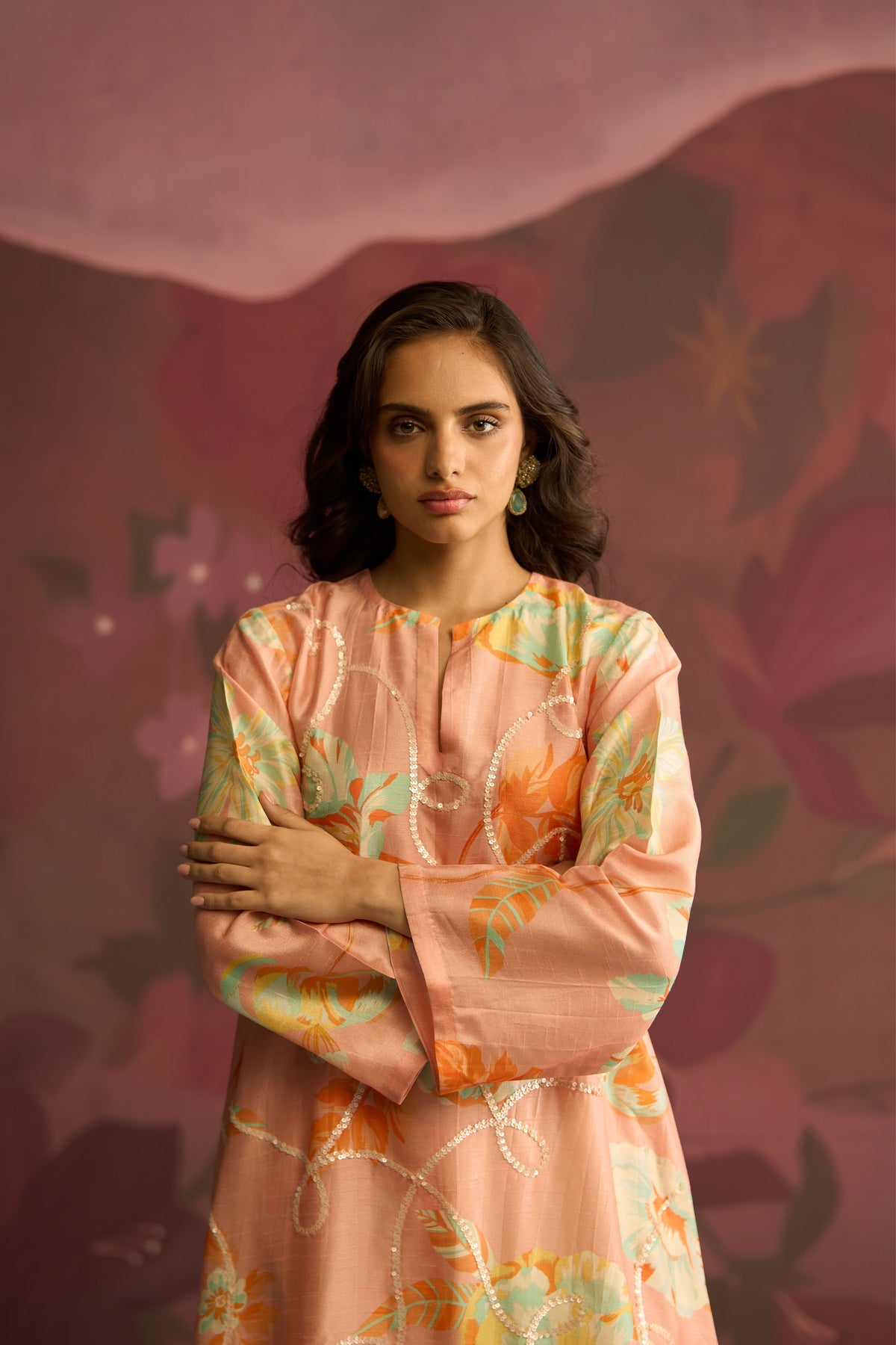 Peach Lilt Bloom Kurta Set
