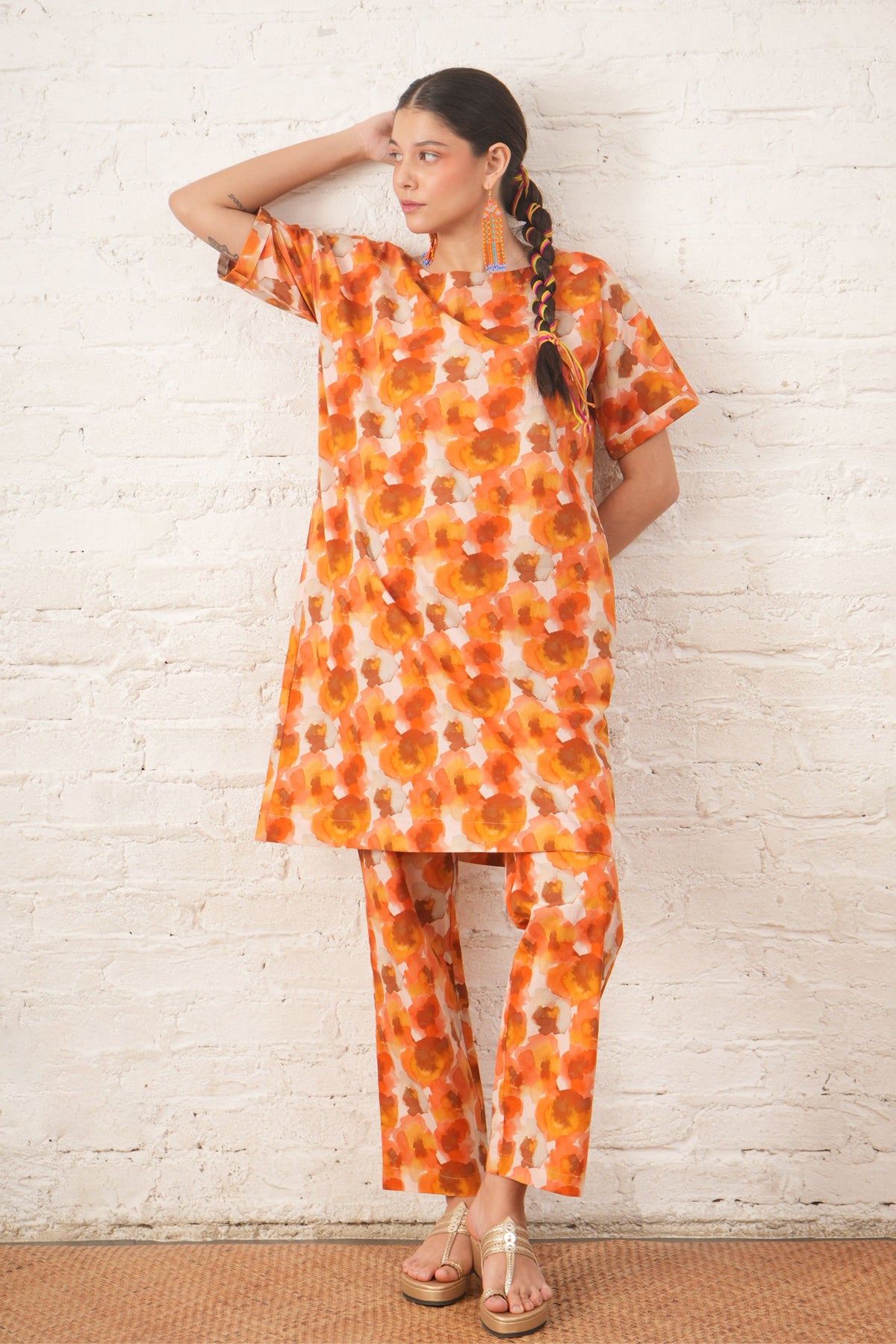 Rust Floral Tunic Set