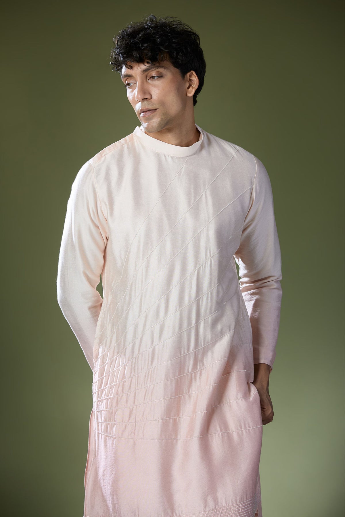 Peach Ombre Embroidered Kurta Set