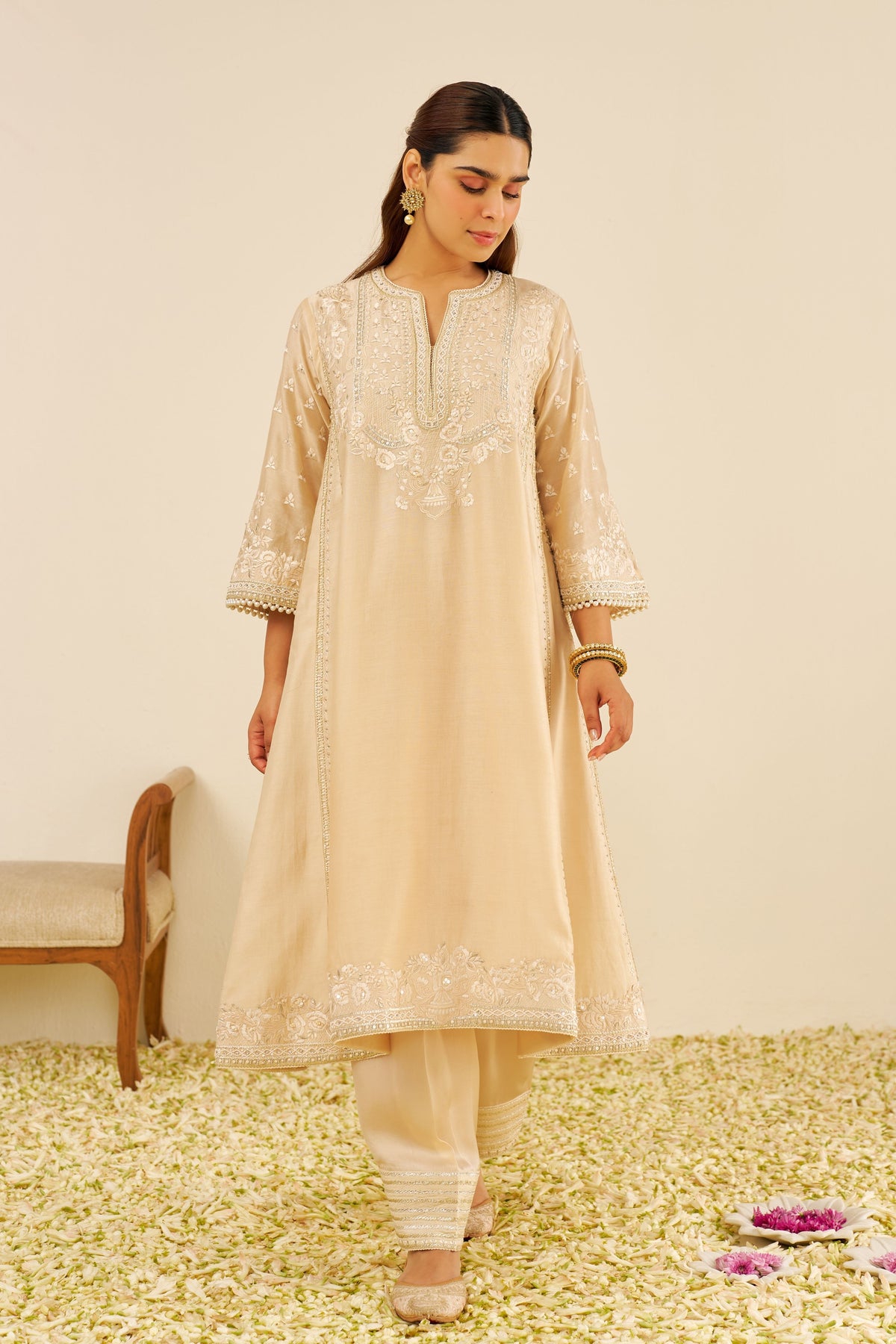 Maaroofa Beige Kurta With Salwar