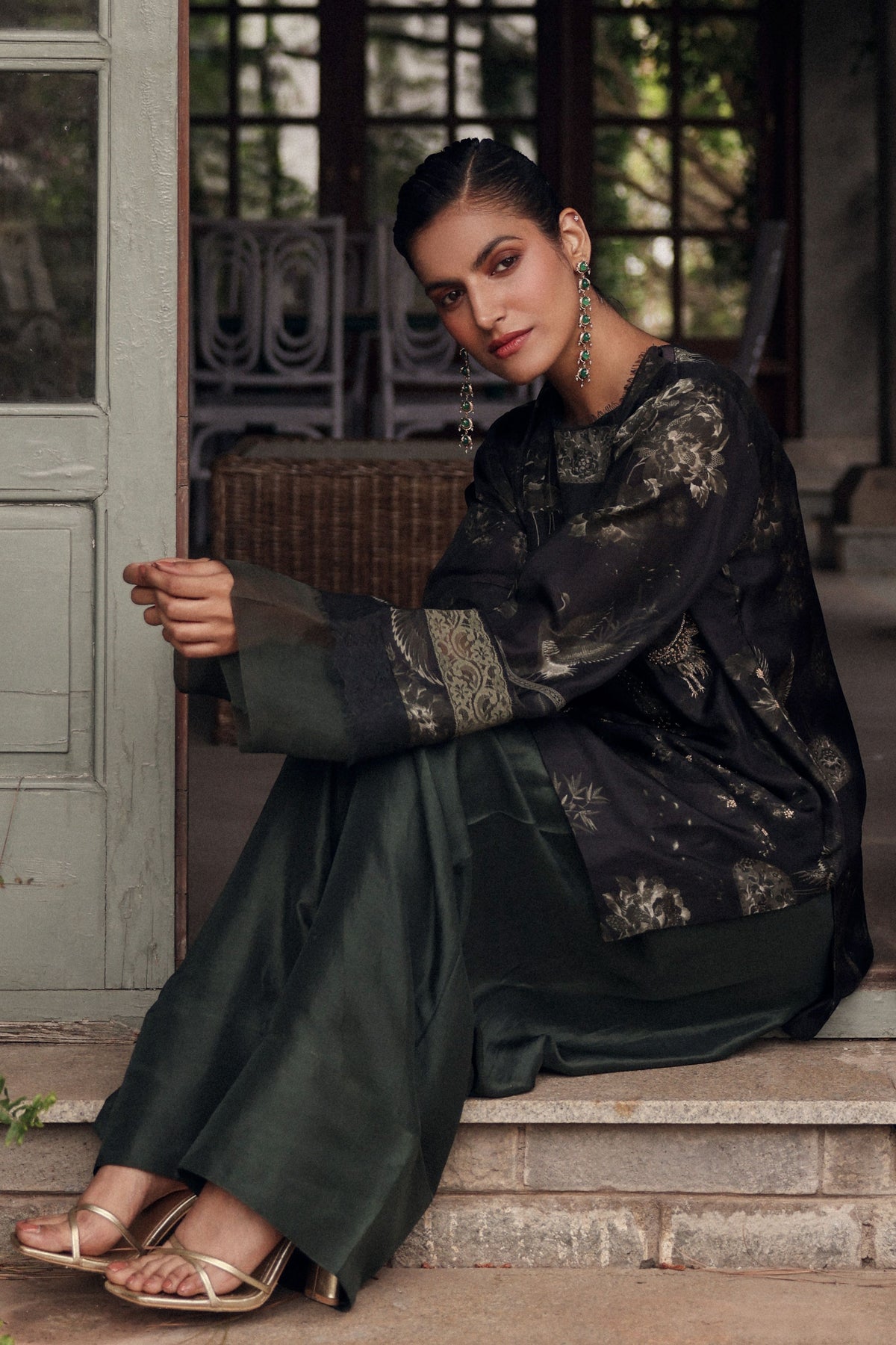 Olive Stitch Tunic With Salwar