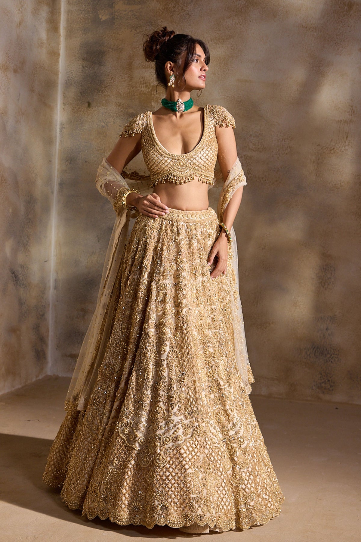 Gold Cutwork Lehenga Set