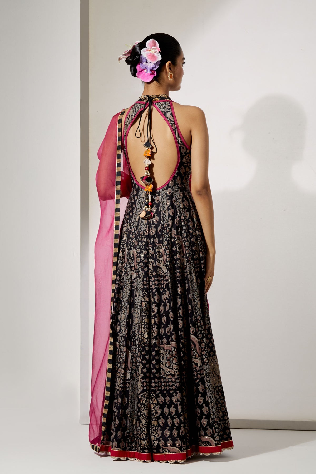 Noir Silk Anarkali Set