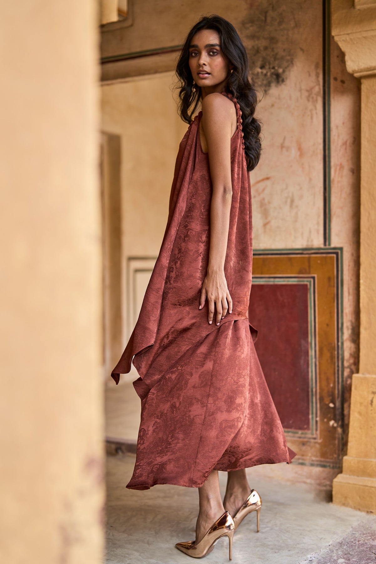 Beaded Neck Draped Set