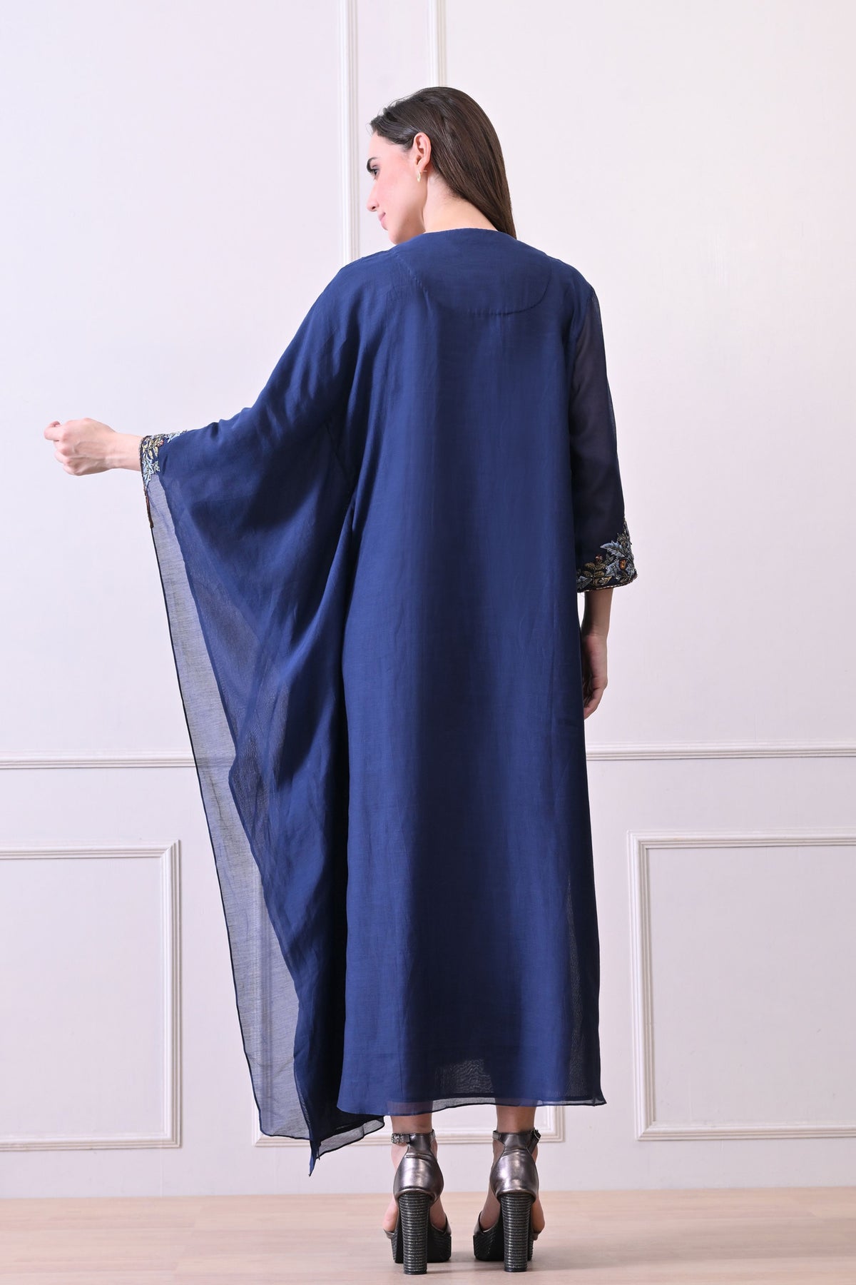 Blue Zardozi Embroidered Kaftan