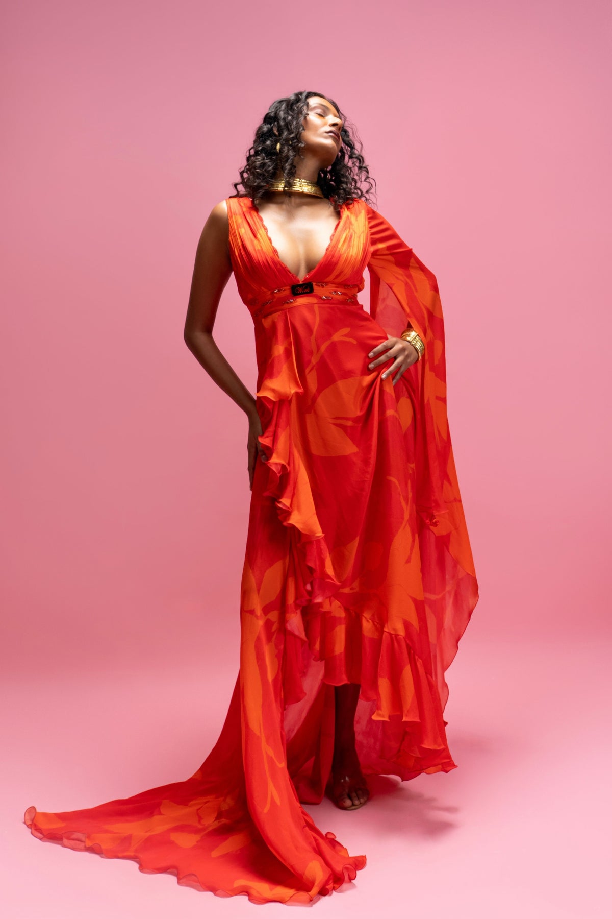 Red Draped Gown