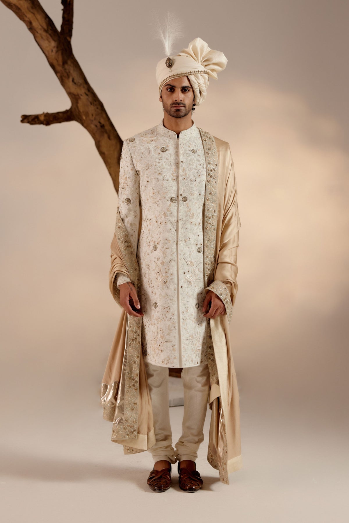 Ivory &amp; Gold Sherwani Set