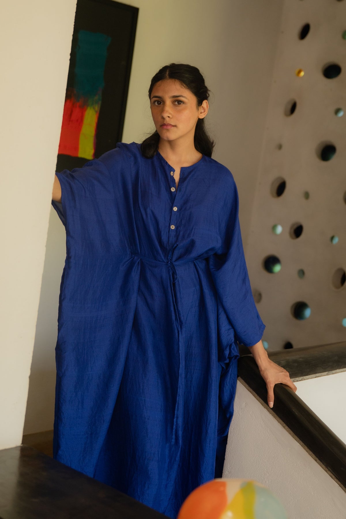 Ink Blue Tie Up Kaftan