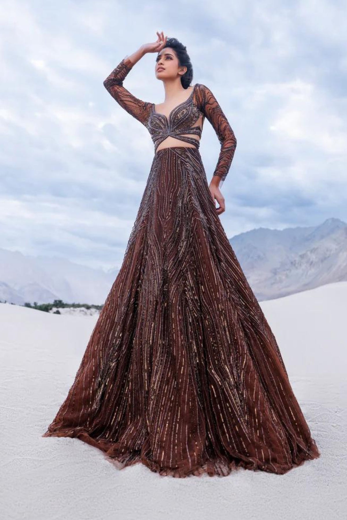 Copper flared gown