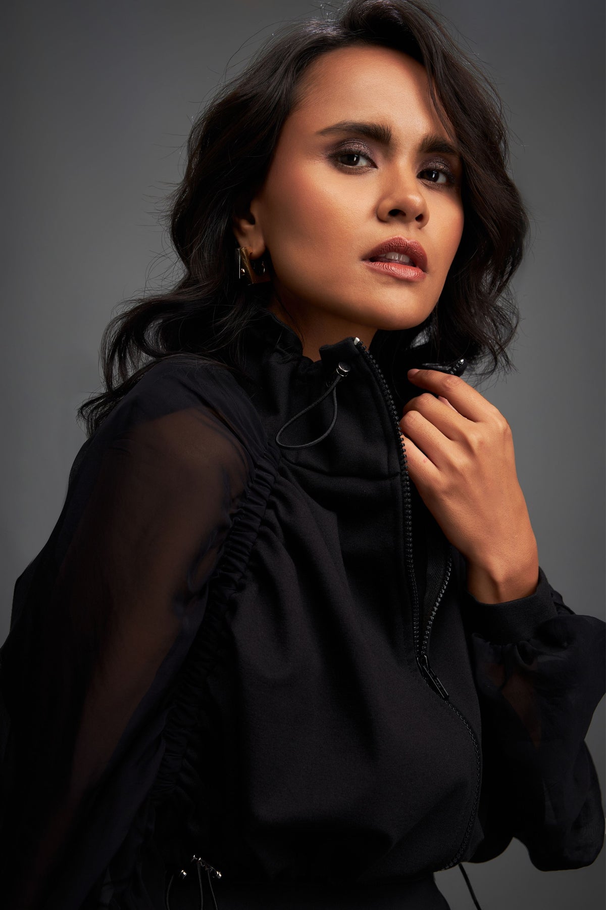 Black Jacket With Line Skirt