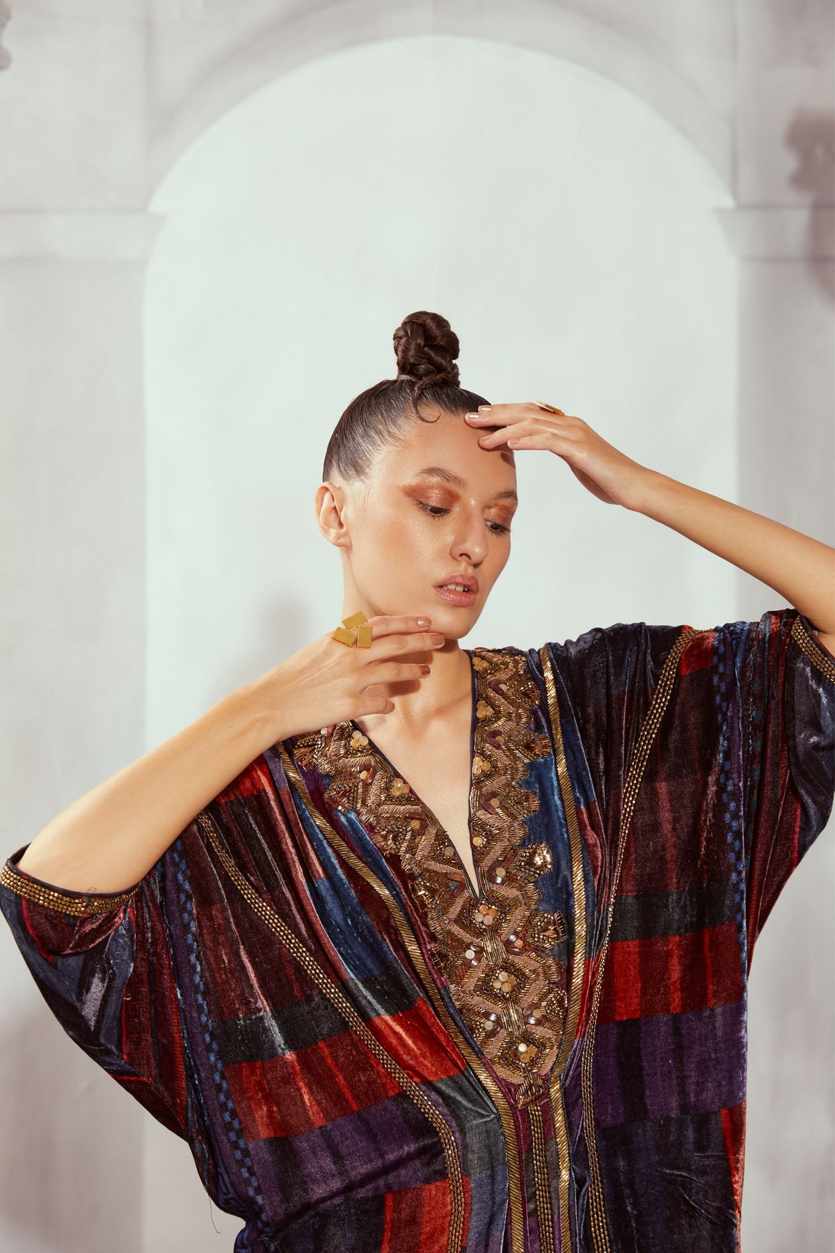 Tangerine Tile Print Kaftan