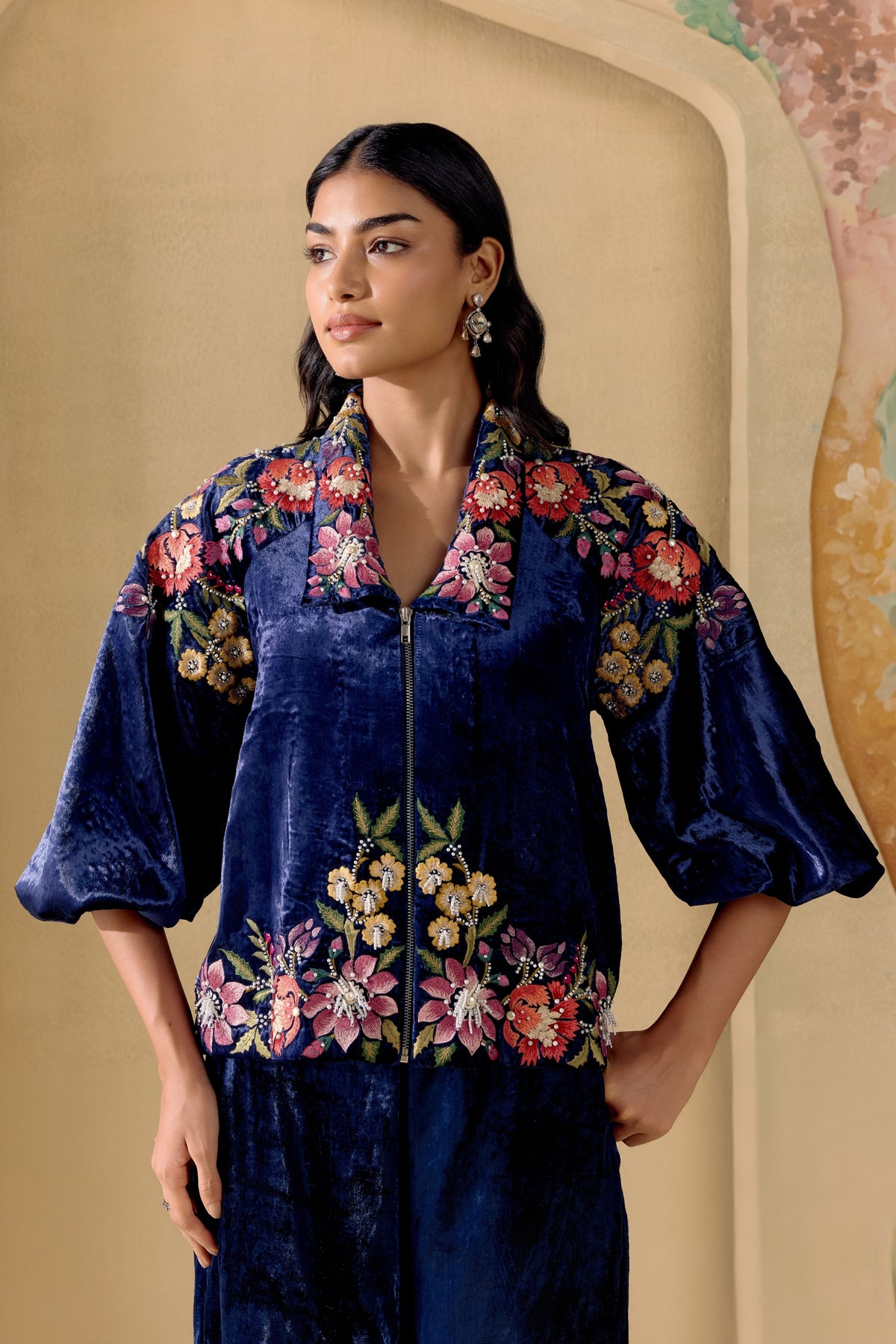 Indigo Fleur Embroidered Jacket