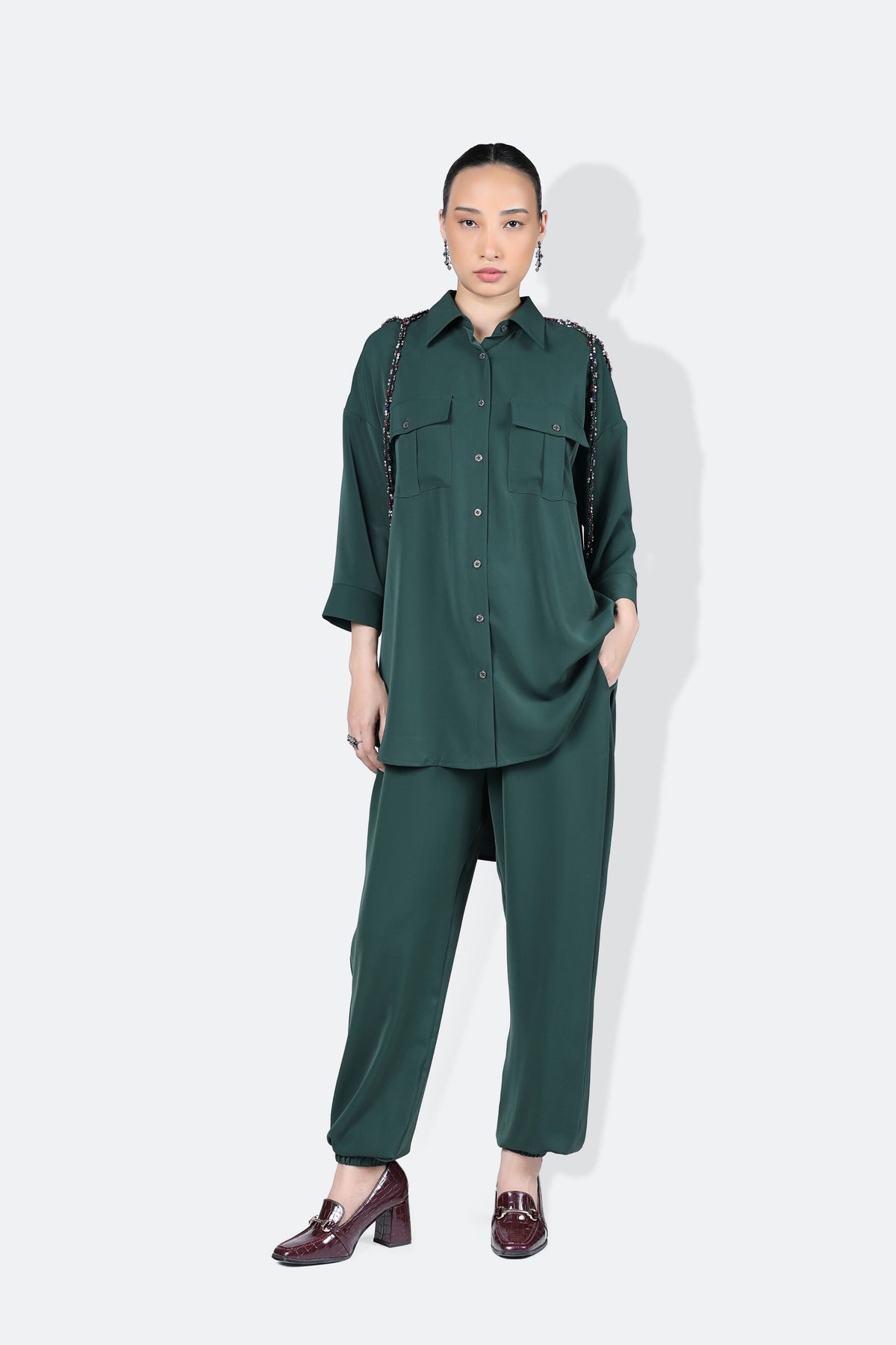 Army Forest Green Co-ord Set Cluster String