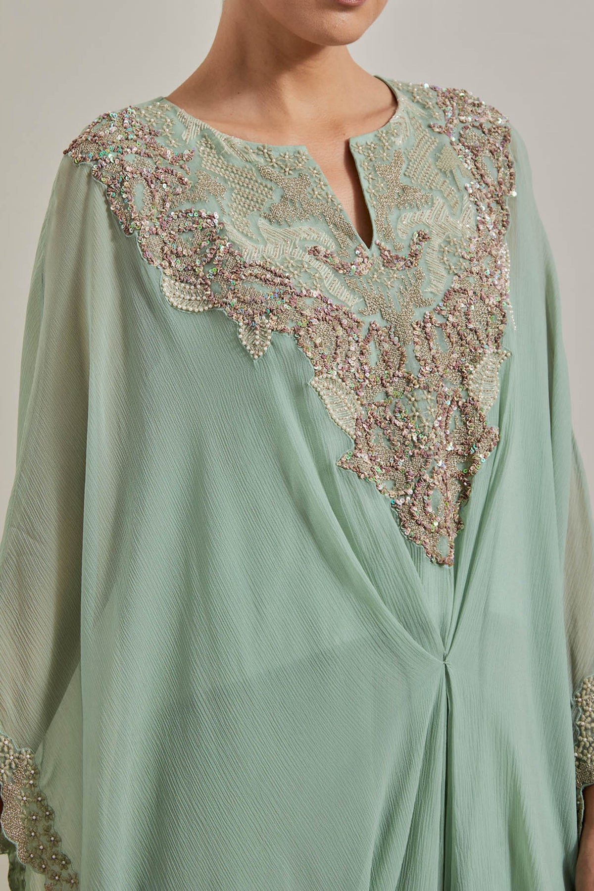 Sage Glimmer Kaftan Set