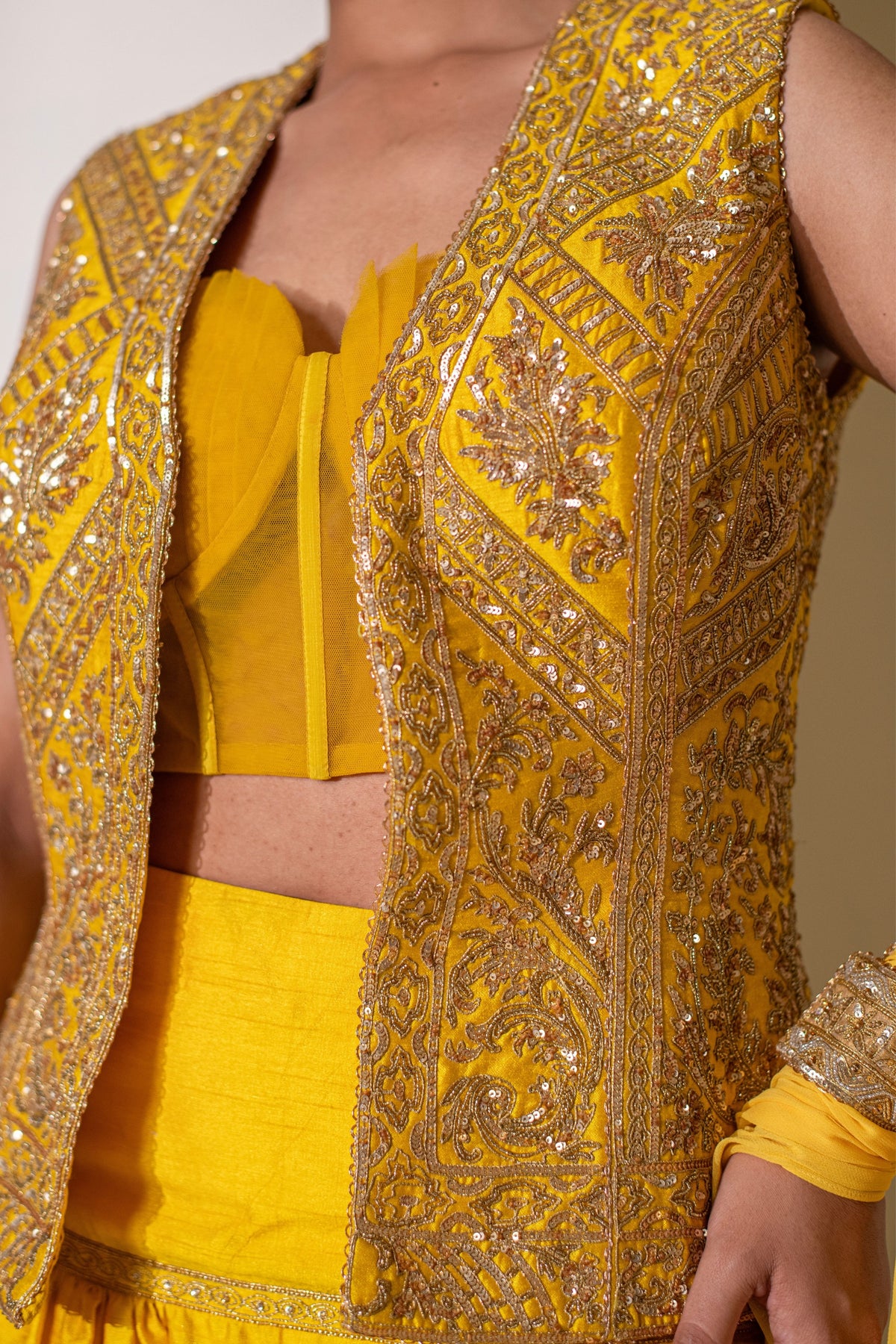 Sunshine Yellow Embellished  Jacket Set
