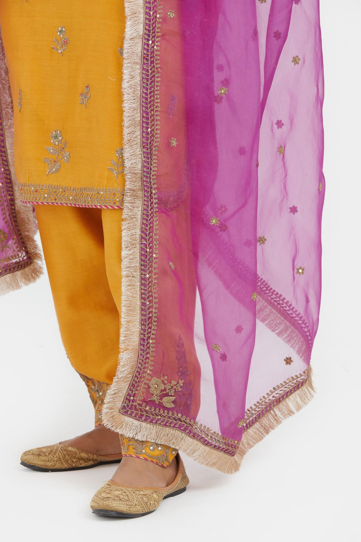 Deep Yellow Silk Kurta Set